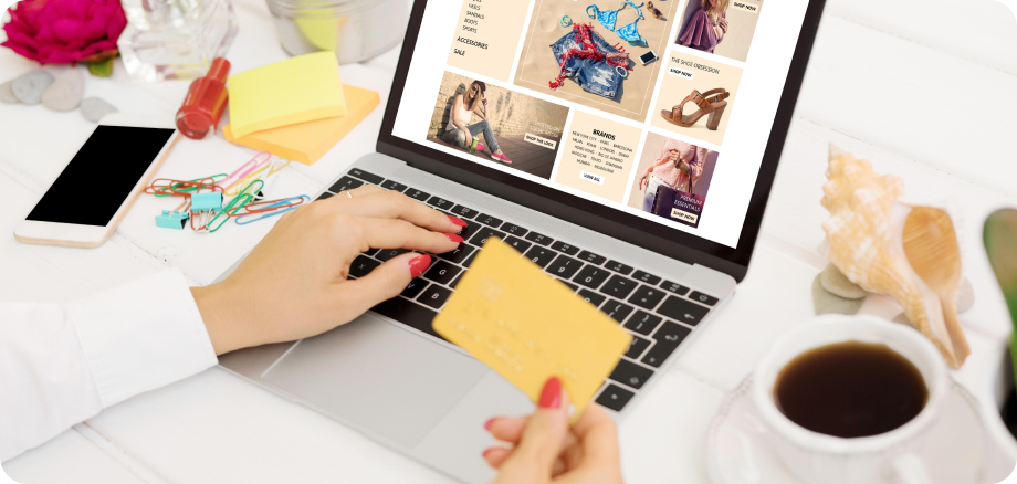 Online shopping experience illustration for Shopify website design services