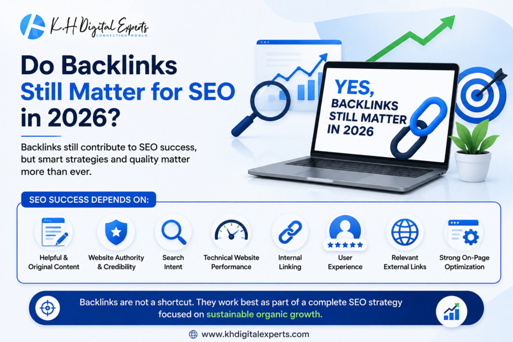 SEO infographic showing why quality backlinks still matter for SEO success and organic growth in 2026.